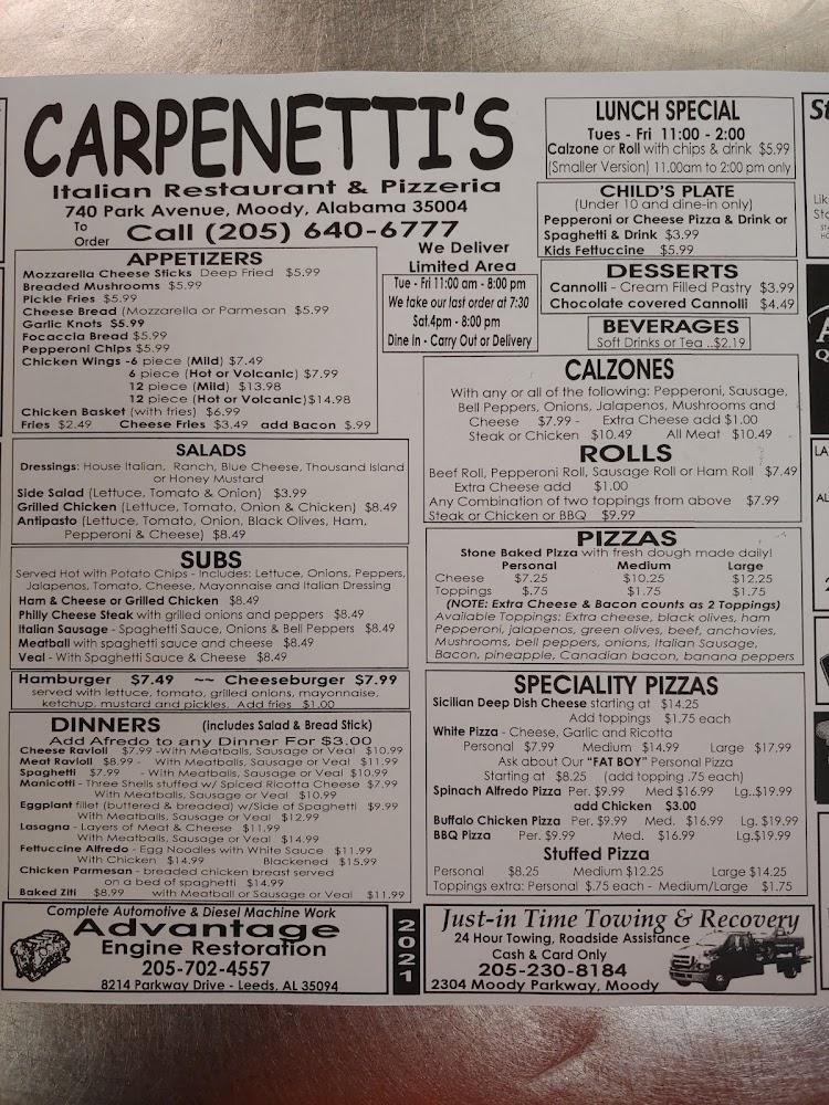Carpenetti's Pizza Menu image 2